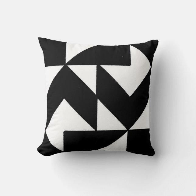Abstract Black and White Number 3 Pillow (Front)