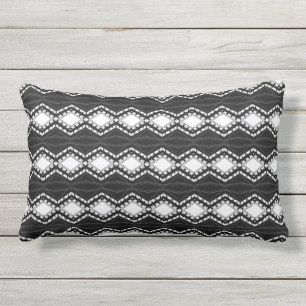 Abstract Black and White Outdoor Lumbar Pillow