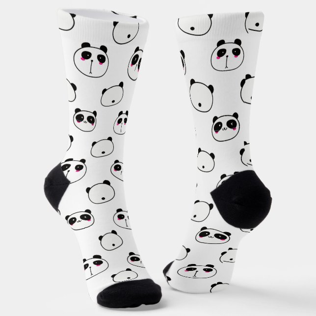 Abstract Black and White Panda Socks (Angled)