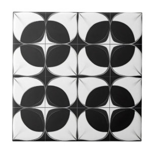 Abstract Black and White Pattern Ceramic Tile