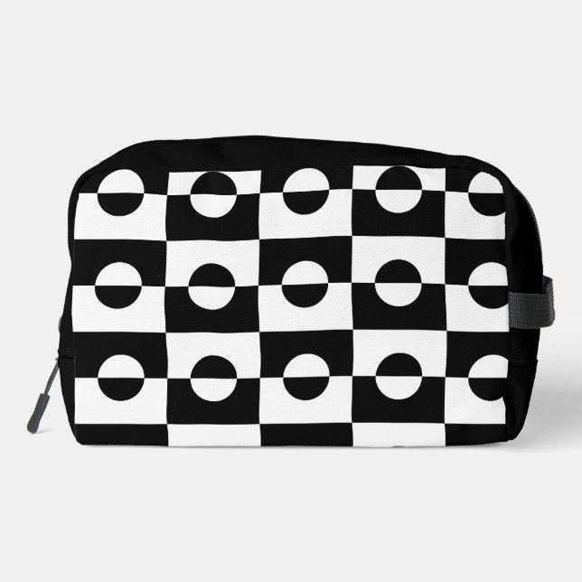 Abstract black and white pattern cosmetic bag (Back)