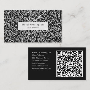 Abstract Black and White QR Code Business Cards