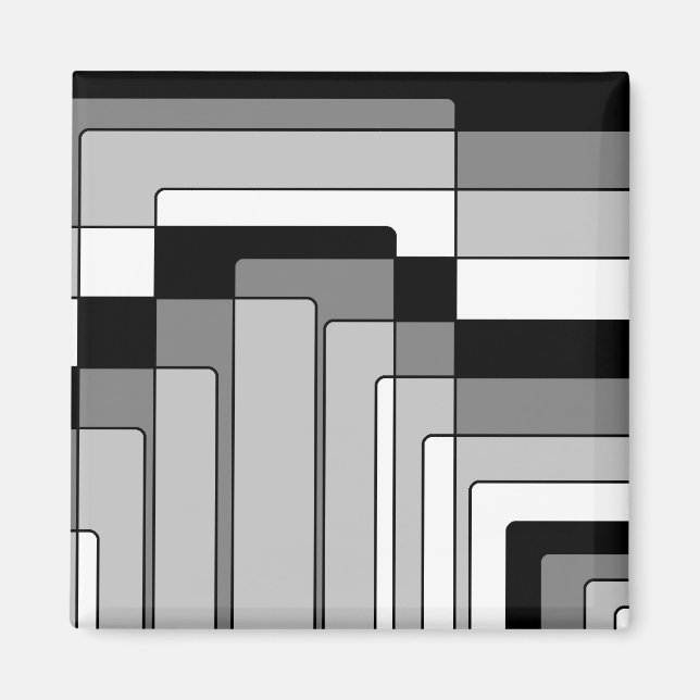 Abstract Black and White Rectangles Magnet (Front)
