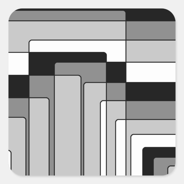 Abstract Black and White Rectangles Square Sticker (Front)