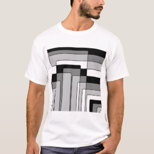 Abstract Black and White Rectangles T-Shirt