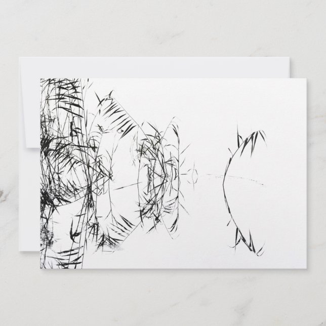 Abstract Black and White Reeds Water Reflections Thank You Card (Front)