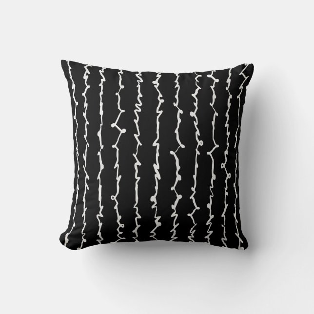 Abstract Black and White Scribbles Cushion (Front)