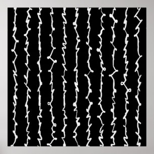 Abstract Black and White Scribbles Poster