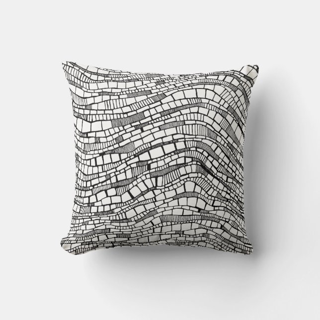 Abstract Black and White Shapes Cushion (Front)