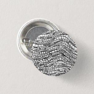 Abstract Black and White Shapes Design Button Pin