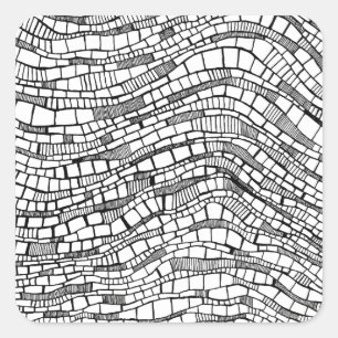 Abstract Black and White Shapes Design  Square Sticker