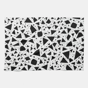 Abstract Black and White Shapes Pattern Tea Towel