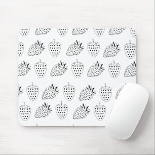 Abstract Black and White Strawberry Mouse Pad
