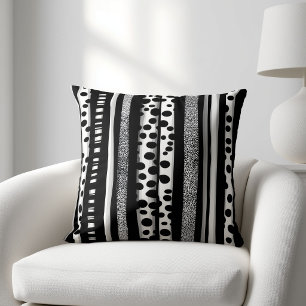 Abstract Black and White Striped Cushion