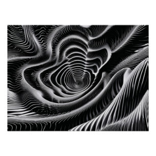 Abstract Black and White Swirl  Poster