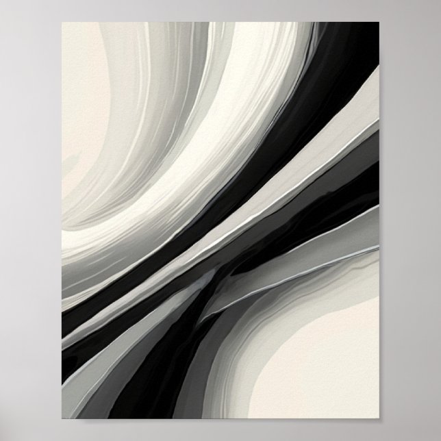 Abstract Black and White Swirls Poster (Front)