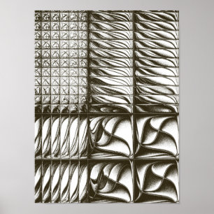 Abstract Black and White Textured Geometric Fracta Poster
