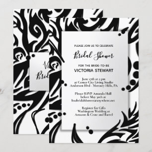 Abstract Black and White Tribal Bridal Shower Invitation