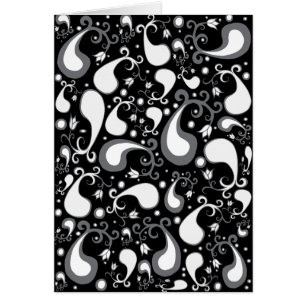 Abstract black and white Tulip Paisley Floral