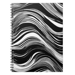 Abstract Black and White Wave Notebook