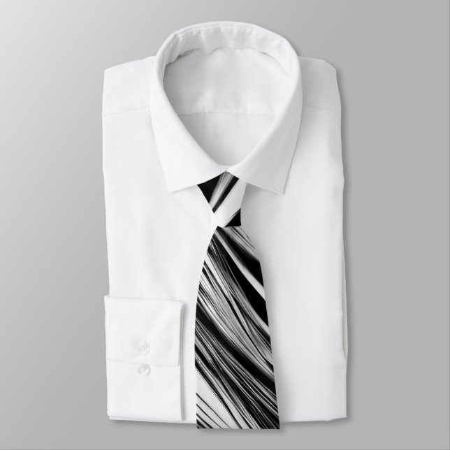 Abstract Black and White Wave Tie (Tied)