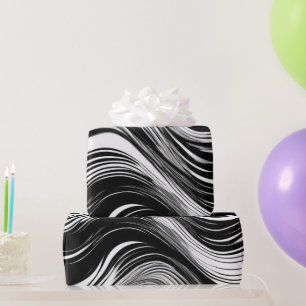 Abstract Black and White Wave Wrapping Paper