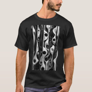 Abstract Black and White Weird Organic 3D T-Shirt