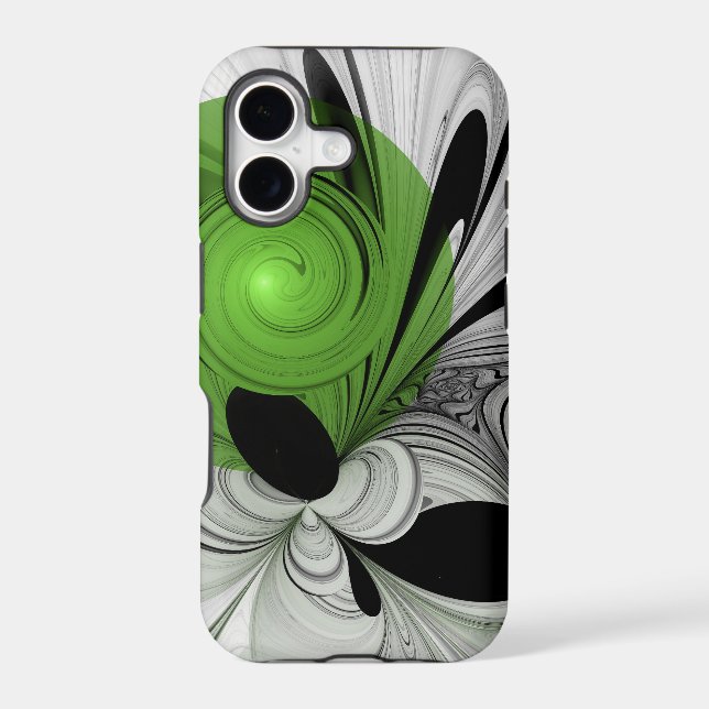 Abstract Black and White with Green Fractal Art (Back)