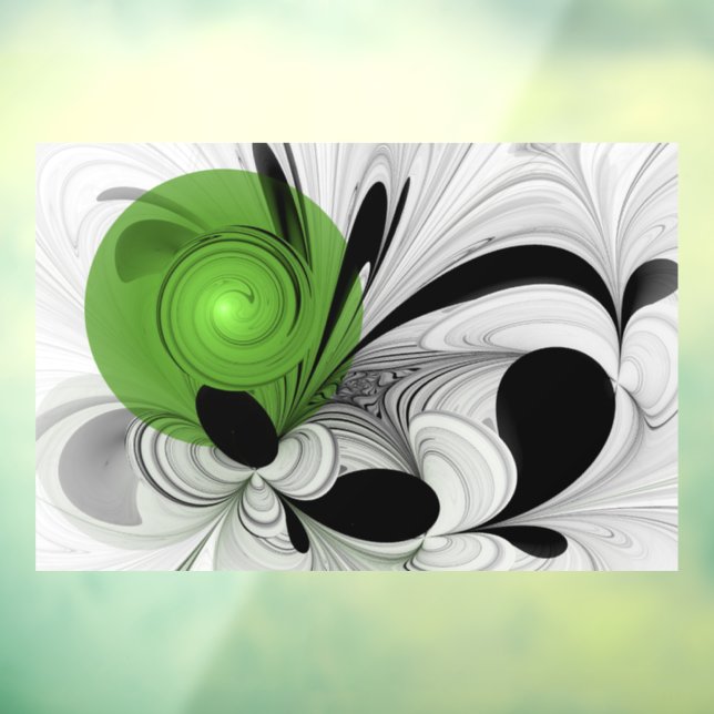Abstract Black and White with Green Fractal Art (Sheet 3)