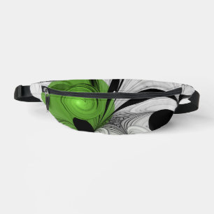 Abstract Black and White with Green Fractal Art Bum Bags