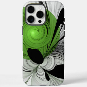 Abstract Black and White with Green Fractal Art iPhone 16 Pro Max Case