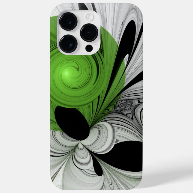 Abstract Black and White with Green Fractal Art Case-Mate iPhone Case (Back)