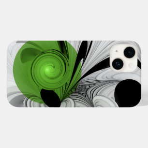 Abstract Black and White with Green Fractal Art Case-Mate iPhone 14 Case