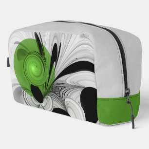 Abstract Black and White with Green Fractal Art Dopp Kit