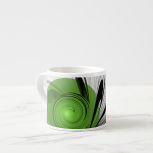 Abstract Black and White with Green Fractal Art Espresso Cup