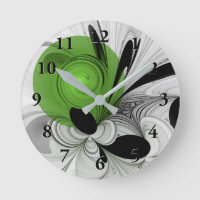 Abstract Black and White with Green Fractal Art
