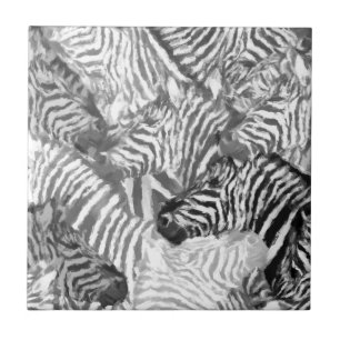 Abstract Black and White Zebra Art  Ceramic Tile