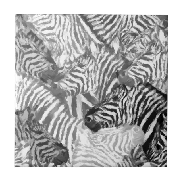 Abstract Black and White Zebra Art  Ceramic Tile (Front)