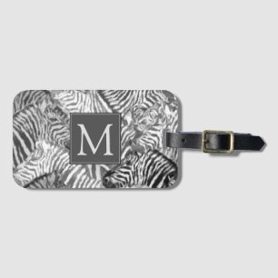 Abstract Black and White Zebra Art Monogram Luggage Tag