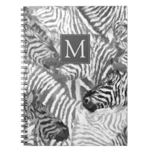 Abstract Black and White Zebra Art Monogram Notebook
