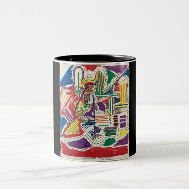 Abstract Black Background Two-Tone Coffee Mug (Center)