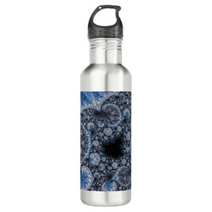 Abstract Black Blue Fractal 710 Ml Water Bottle