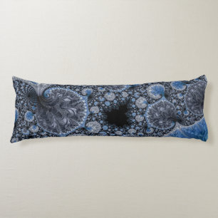 Abstract Black Blue Fractal Body Cushion