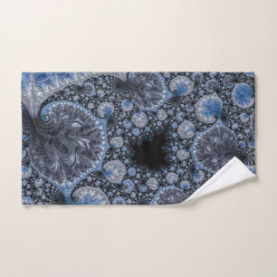 Abstract Black Blue Fractal Hand Towel