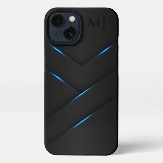 Abstract Black Blue Steel All Options iPhone Case (Back)