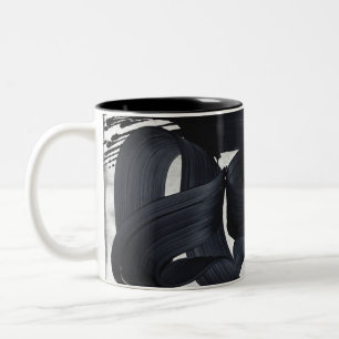 Abstract Black Brushstroke Monochrome Two-Tone Coffee Mug