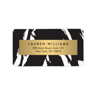 Abstract Black Brushstrokes with Gold Name Label