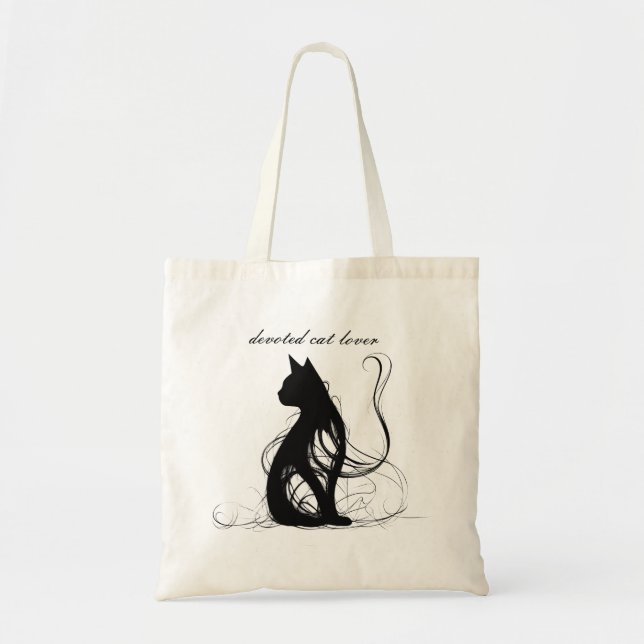 abstract black cat design tote bag (Front)