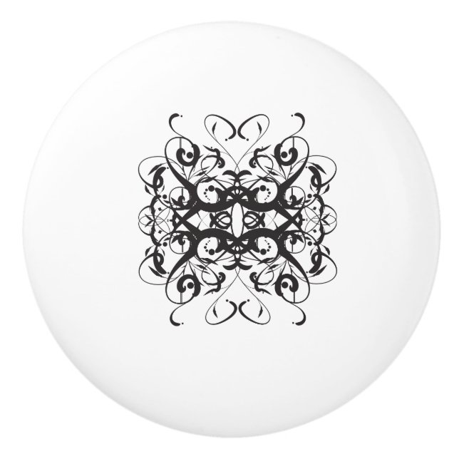Abstract Black Ceramic Knob (Front)