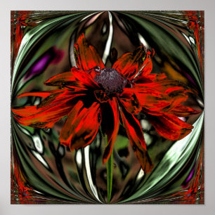 Abstract Black Eyed Susan Flower Art Poster